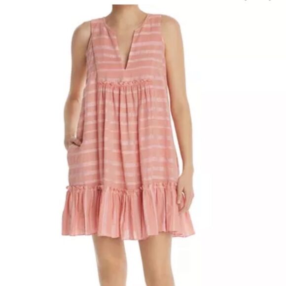 Lemlem Taytu Bib Peach Dress - Picture 1 of 9